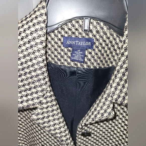 Ann Taylor Women's Houndstooth Blazer - Black and Cream - Picture 2 of 8